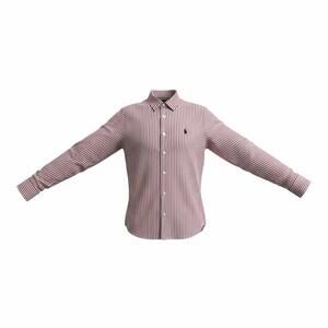 Abercrombie & Fitch Men's XL Burgundy White Stripe Muscle Fit Shirt Preppy